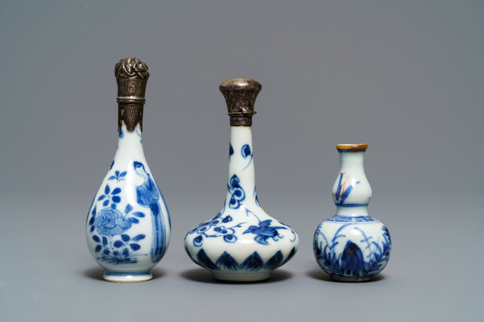 Nine Chinese blue & white miniature vases, 'Amsterdams bont' teapot and a milk jug, Kangxi & later - Image 2 of 15