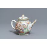 A Chinese famille rose 'mandarin' teapot and cover, Qianlong