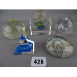 Collection of advertising and other paperweights, one showing the gigantic wheel at Blackpool