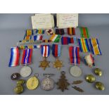 World War I & II Royal Welch Fusiliers marked and unmarked medal groups including a 1914-18 trio