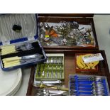Boxed cased and loose quantity of EP and other cutlery