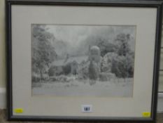 DAVID WOODFORD monotint limited edition (52/1000) print - possibly depicting a house in Aber