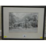 DAVID WOODFORD monotint limited edition (52/1000) print - possibly depicting a house in Aber