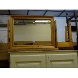 Pine dressing table mirror and a dressing stool