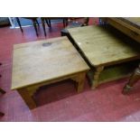 Pine rustic style coffee table and a smaller example