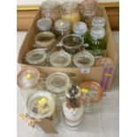 Collection of kilner and other storage jars, some with decorative content