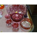 Selection of ruby and cranberry glassware