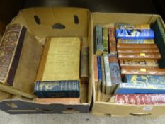 Two boxes of vintage books including 'The Complete Works of William Hogarth' containing approx 150