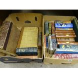 Two boxes of vintage books including 'The Complete Works of William Hogarth' containing approx 150