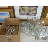 Quantity of solar powered decorative bulbs and a selection of kitchen glassware