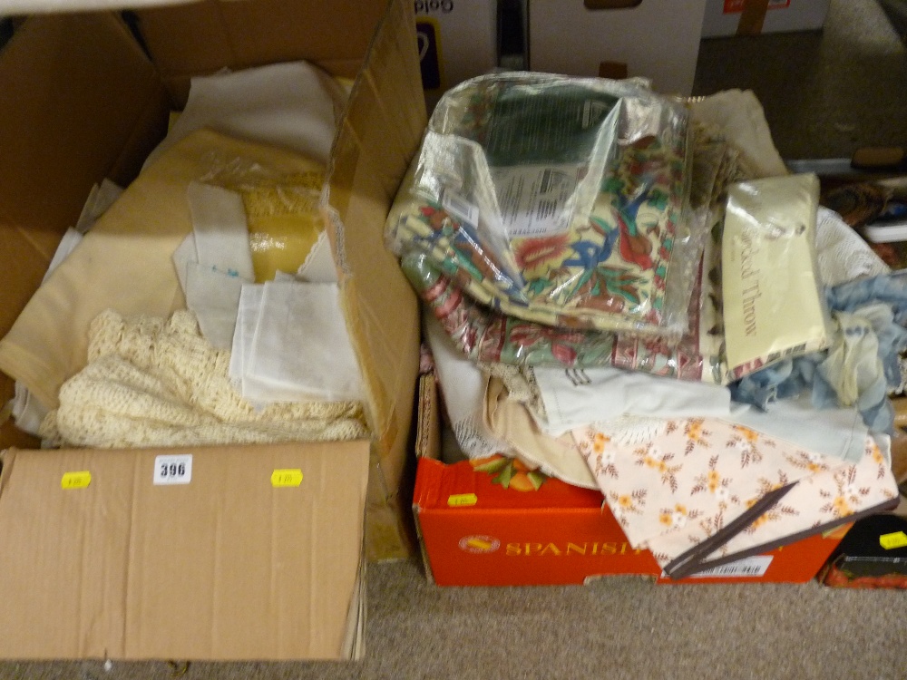 Good quantity of vintage linen and tableware contained within two boxes