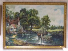 ROBERT ARTINGSTALL large gilt framed oil on canvas after the original by Constable, signed and dated