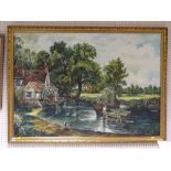 ROBERT ARTINGSTALL large gilt framed oil on canvas after the original by Constable, signed and dated