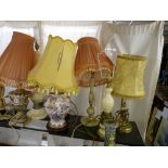 Good group of decorative table lamps, most with shades