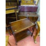 Polished wood drop leaf trolley and one other