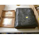 Edwardian family photograph album and contents and two small framed prints