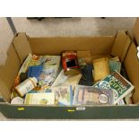 Box of paperwork ephemera and other collector's items
