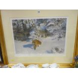 BRUNO LILJEFORS 1936 limited edition (228/950) stamped print - fox in snow, 48 x 64 cms