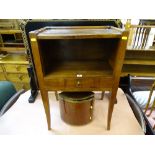 Antique single drawer mahogany night cabinet and a mahogany and brass bound possibly cigar cabinet