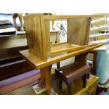 Vintage footstool, crossbanded mahogany two tier stand and a rectangular top refectory style