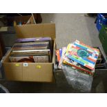 Box and a case of vintage LP records, various artists and compilations
