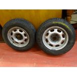 Pair of 51/2J thirteen steel rims with 175/70R13 tyres