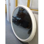 Large antique oval painted wall mirror