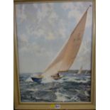 MONTAGUE DAWSON framed print - classical sailing scene, 63 x 47 cms
