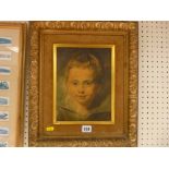 UNSIGNED vintage oil on canvas - portrait of a young girl, 25 x 19 cms