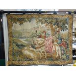 Royal Hunt wall tapestry on a hanging pole