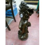 Composition bronzed effect figure of a classical maiden holding doves after the original by