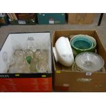 Three pottery planters and selection of drinking and other glassware