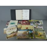 Mixed collection of vintage postcards, cigarette cards, Royal Mint stamps with two commemorative