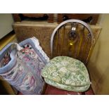 Ercol side chair, a vintage oak gate leg dining table and a blue washed woollen Chinese rug