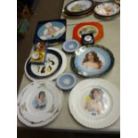 Collection of decorative wall plates, pin dishes and commemoratives