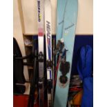 Parcel of skiing equipment by Head, Blizzard, Wavebreaker skis and snowboards etc