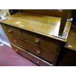 Victorian pine chest of two short over two long drawers