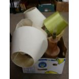 Box of decorative table lamps and shades