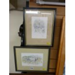 SIR KYFFIN WILLIAMS RA two framed prints - a portrait and grazing horses