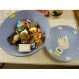 Wedgwood Jasperware fruit bowl and contents and a 1999 Christmas plate