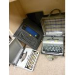 Vintage cased typewriters - Imperial Signet, Bluebird of West Germany and a word processor