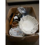Mixed box of household crockery and goods