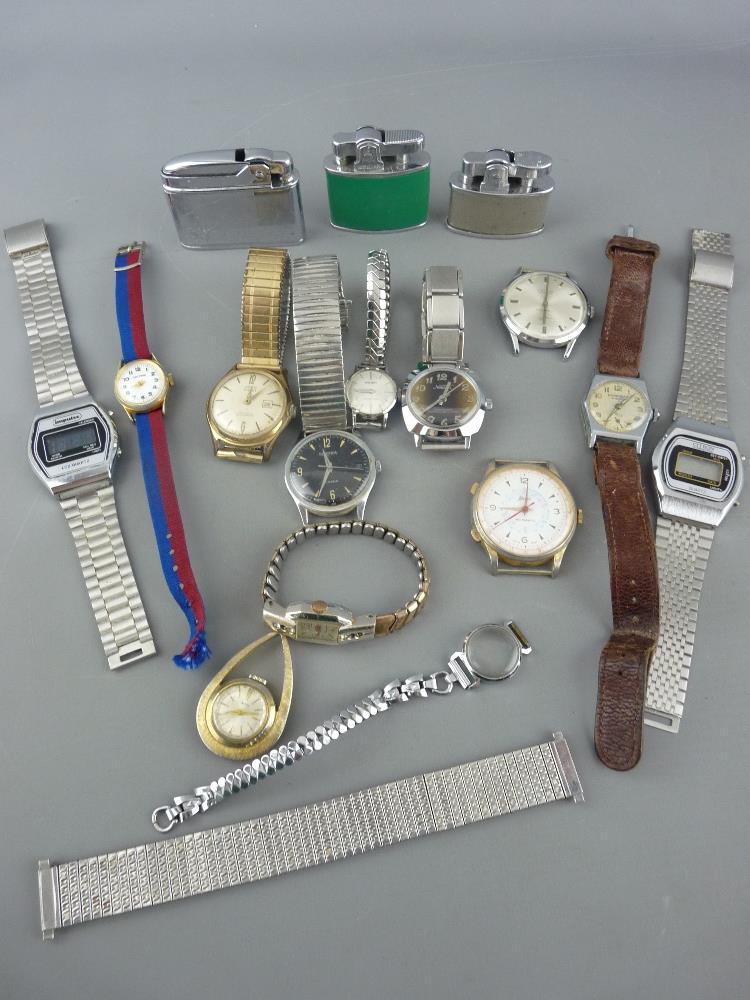 Collection of lady's and gent's wristwatches with three vintage pocket lighters