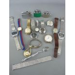Collection of lady's and gent's wristwatches with three vintage pocket lighters