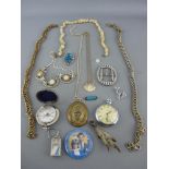 Quantity of jewellery and collectables including a silver and enamel baby brooch, a large
