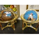 Pair of brass framed terrestrial globes