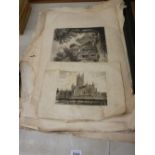 Collection of antique prints and bookplates depicting mainly classical ruins and architecture