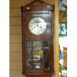 Pendulum wall clock with silvered dial and six bevelled glass panels