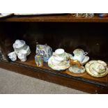 Parcel of Staffs teaware, cottage ornaments, pottery bulldog etc