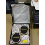 Pair of boxed oval miniature sterling silver portrait frames